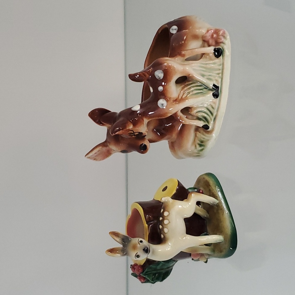 Vintage deer figurine planters